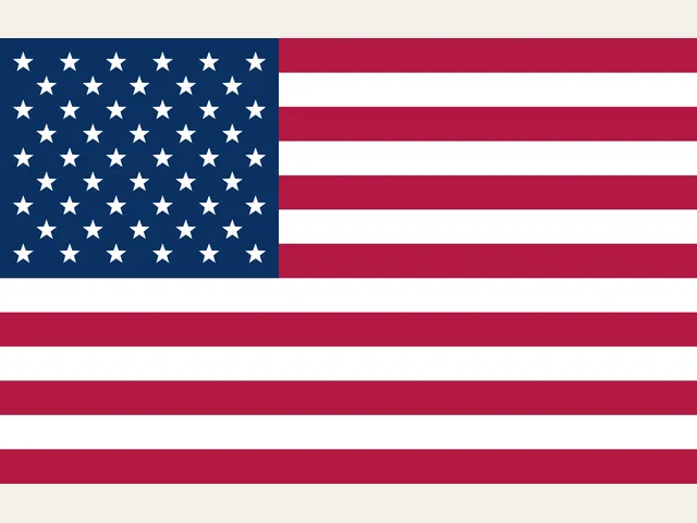 The flag of the United States, with 50 stars and 13 stripes.