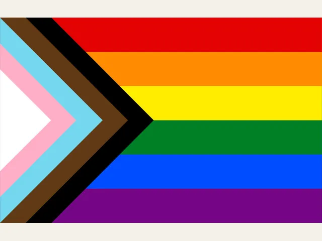 The Progress Pride flag representing LGBTQ+ people, including trans and gender diverse communities.